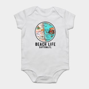 Daytona Beach Florida Vintage Map Beach Life Baby Bodysuit